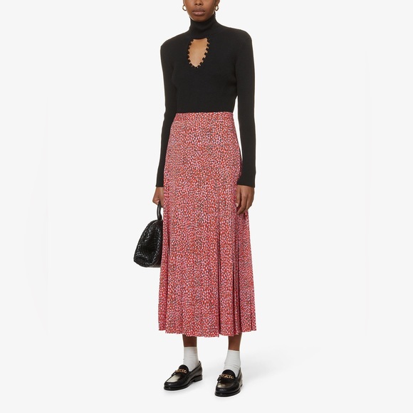NWT Ted Baker Zandi Printed Knife Pleat Split Midi Skirt Size 6 (2XL) - Picture 5 of 12